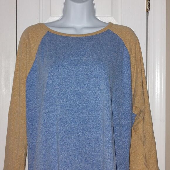 LulaRoe Randy tan and blue tunic shirt Sz 3XL - Picture 2 of 4